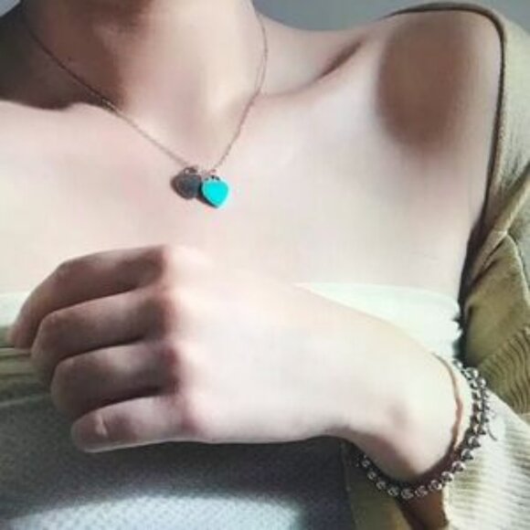 Tiffany & Co. Silver and Blue Heart Pendant Necklace - Picture 5 of 5